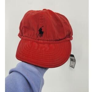 New Polo Ralph Lauren Classic Red Pony Baseball Cap Soft‎ Bill Adjustable Rare